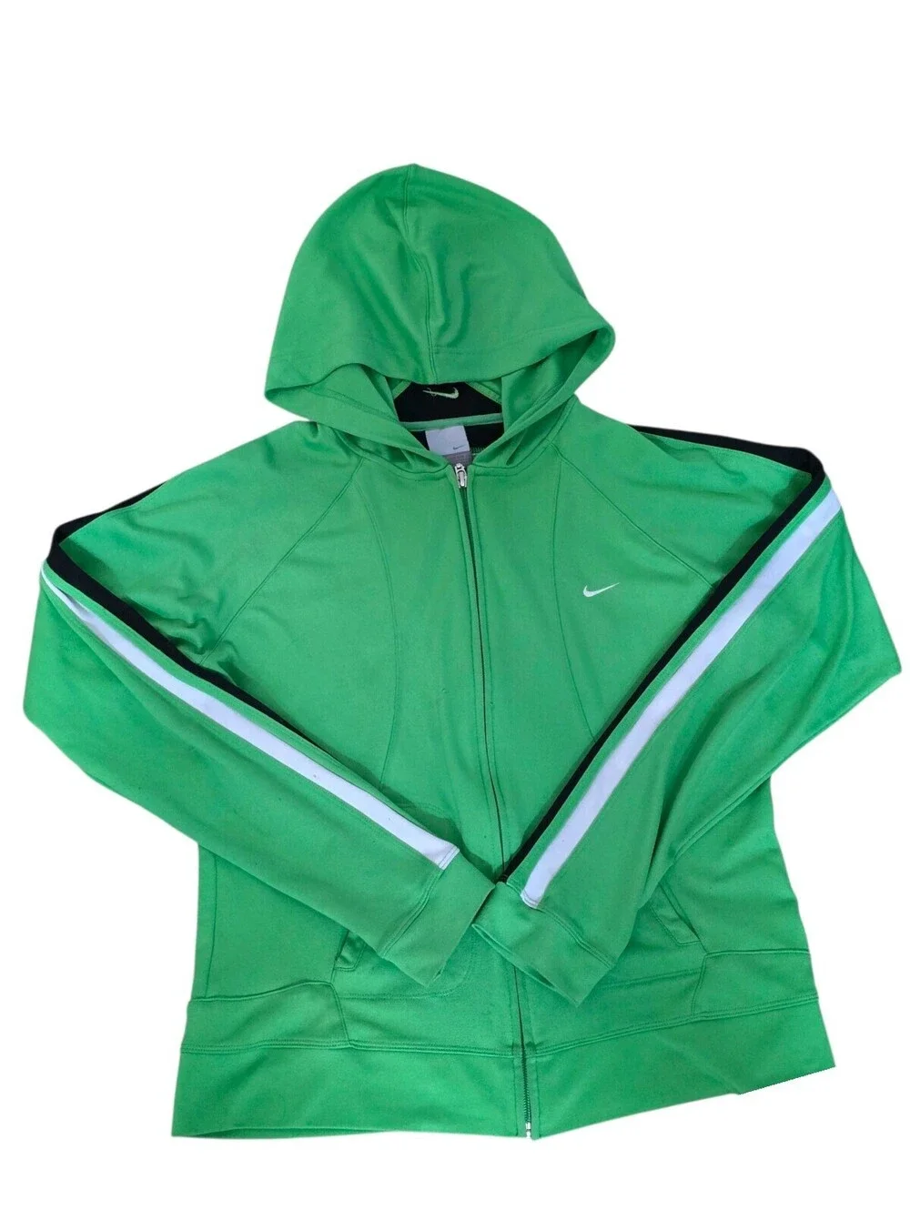 Nike Y2K Green Track Jacket Hoodie Full Zip Large Retro Athletic Sportswear